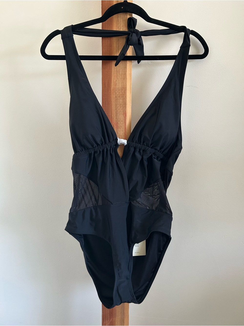 Cupshe Black One-Piece Swimsuit with Mesh Panels